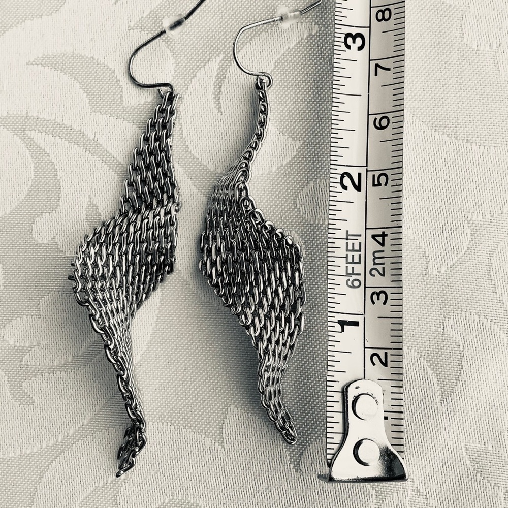Silver Netted Spiral Earrings - Picture 3 of 5